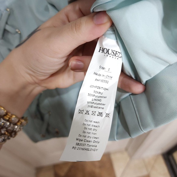 House of CB Womens Skirt Toriola Blue Vegan Leather Lace Up Pencil High Rise S - Picture 11 of 11